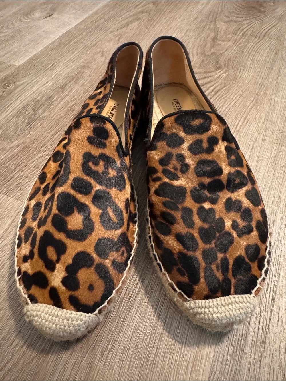 L’AGENCE Louise Animal Hair Leopard Cheetah Suede Espadrilles Made in Spain 40